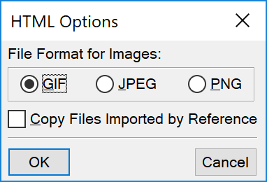 FrameMaker HTML Options dialog