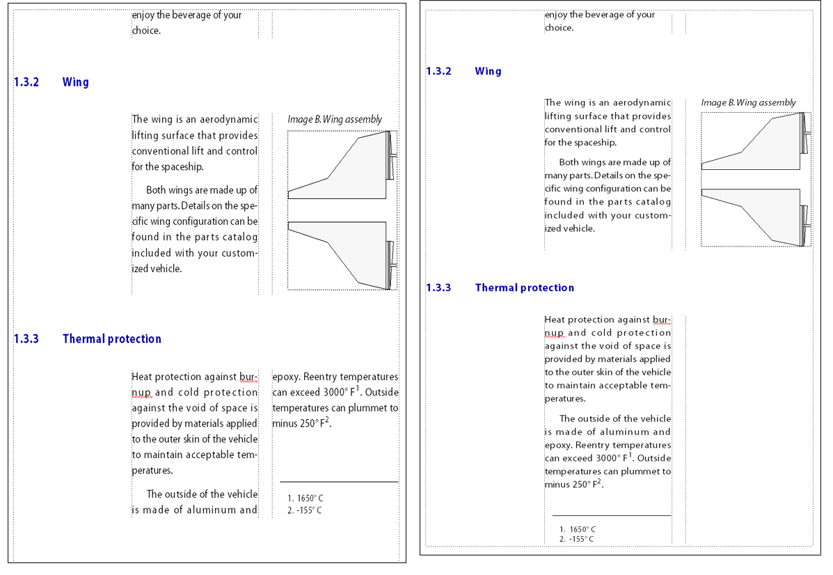 Examples of text balancingonandoffacrosscolumns