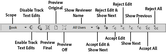 Track Text Edits toolbar in FrameMaker