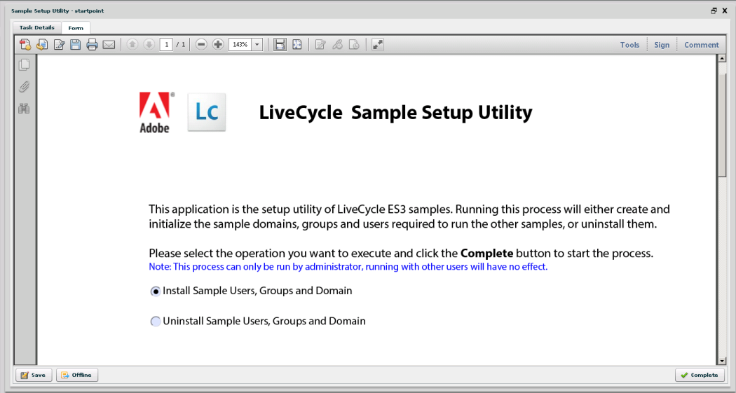 sample setup utility