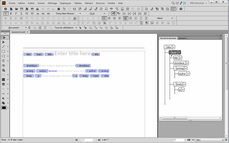 Mode de création de contenu structuré FrameMaker