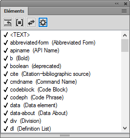 Coche indiquant les éléments valides dans le conteneur Eléments