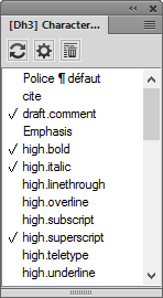 Appliquez des styles ou des balises de caractères à l’aide du Catalogue de caractères
