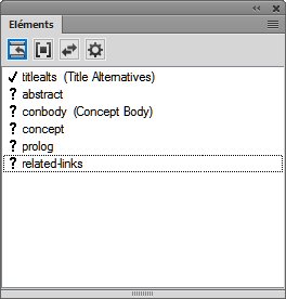Catalogue d’éléments montrant l’élément valide à saisir à un emplacement