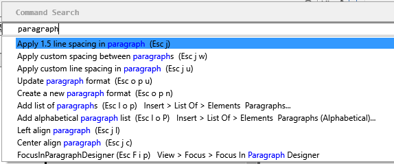 Exemple de recherche de commande : Recherchez le paragraphe