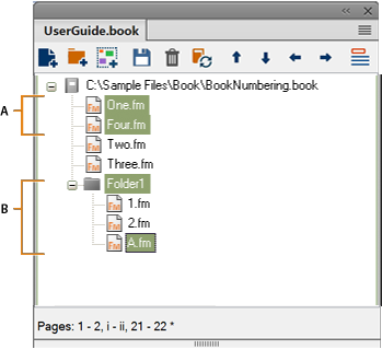Ajout de dossiers à votre livre dans Adobe FrameMaker