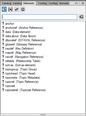 Catalogue d’éléments dans Adobe FrameMaker