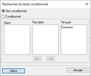 Boîte de dialogue Rechercher du texte conditionnel dans FrameMaker