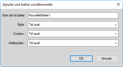 Ajouter une boîte de dialogue Balise conditionnelle dans FrameMaker
