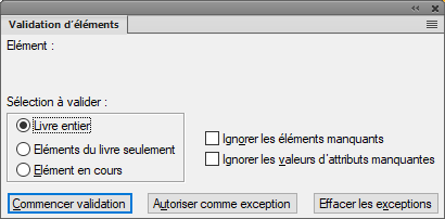 Boîte de dialogue Validation d’éléments