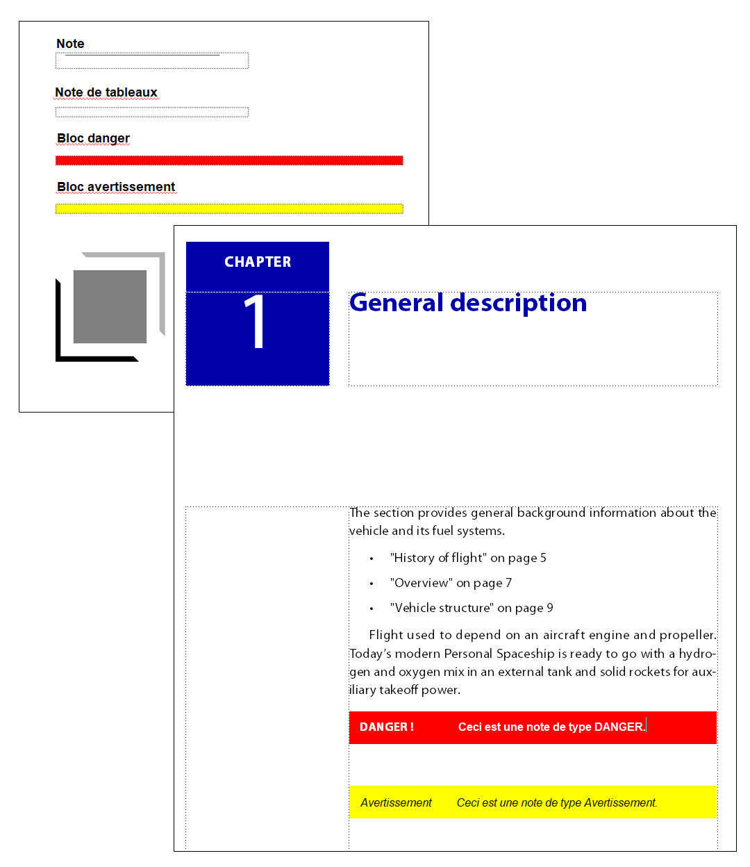 La page de référence stocke des graphiques fréquemment utilisés que vous pouvez positionner de manière cohérente dans un document