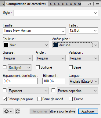 Créer et gérer des styles de caractères à l’aide de la Configuration de caractères
