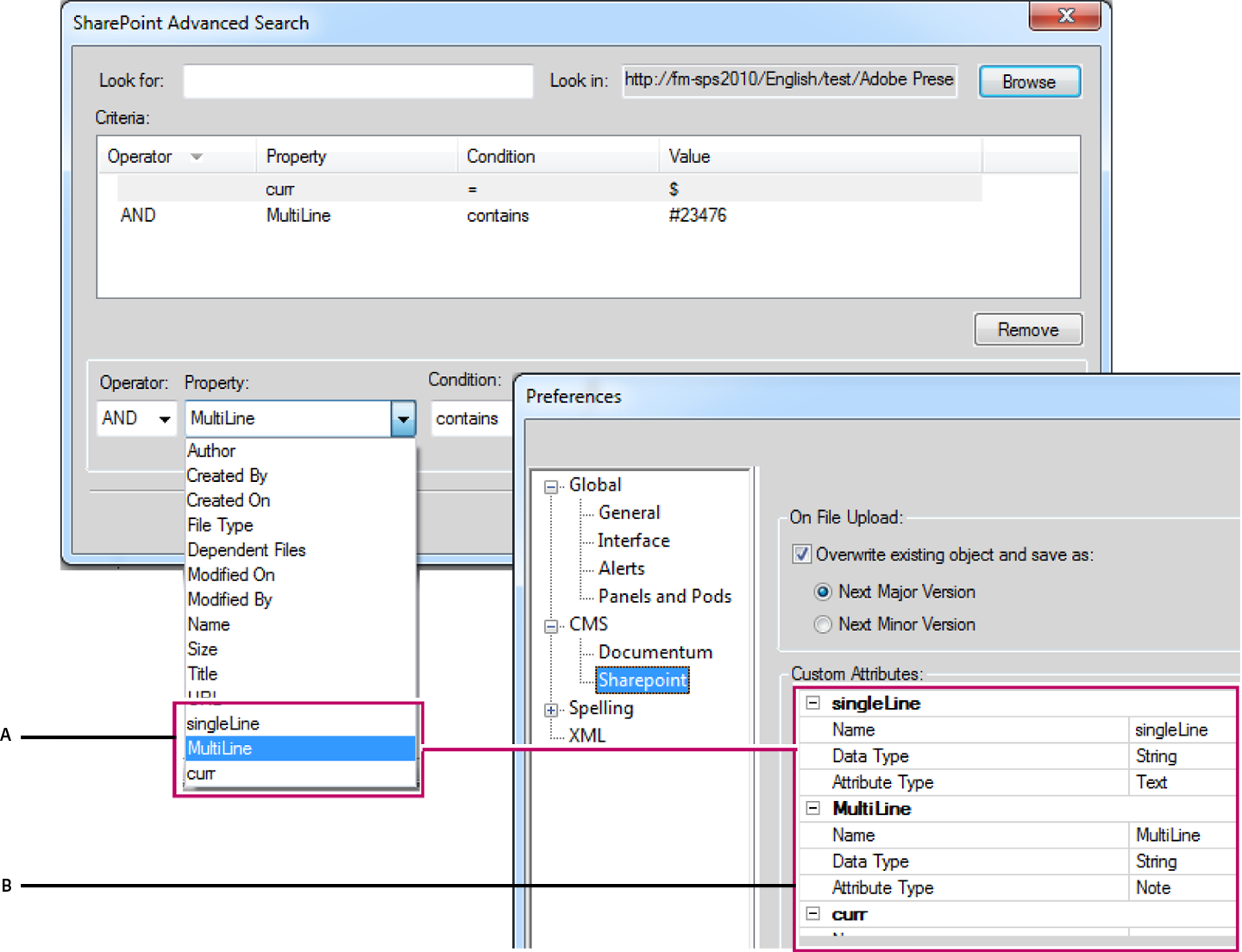 Ajout de propriétés personnalisées dans Microsoft SharePoint