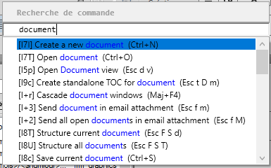 Recherche de commande dans FrameMaker