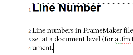 Numéros de ligne et barres de modification dans un document FrameMaker