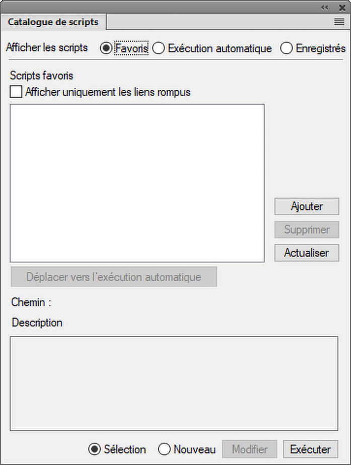Gestion des scripts dans FrameMaker à l’aide de la Bibliothèque de scripts