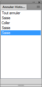 La commande la plus récente mise en évidence dans le panneau Annuler Historique