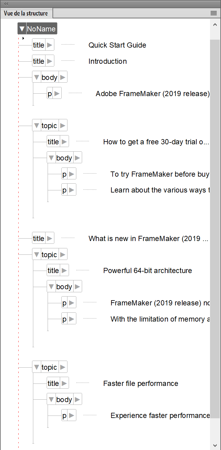 Conversion d’un document FrameMaker non structuré en document FrameMaker structuré - Étape 2