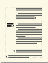 Les notes dans un titre de marge s’étendent sur la colonne courante et la zone de titre de marge