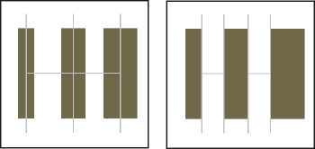 Distribution d’objets avec centres et bords équidistants