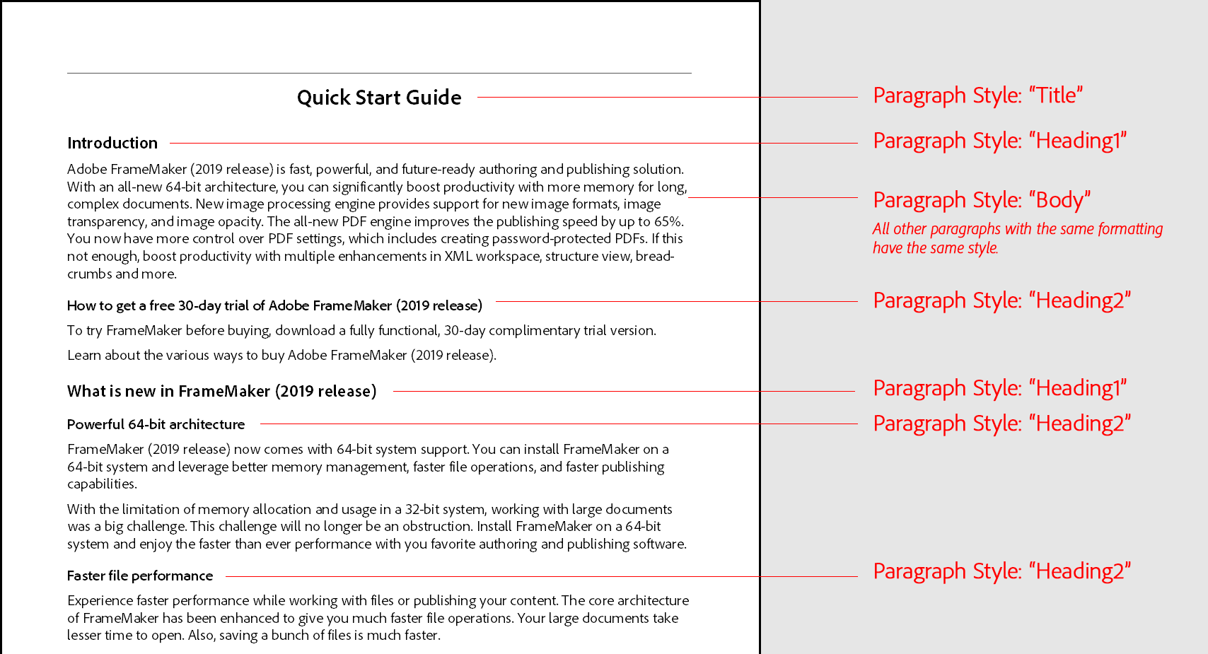 Document FrameMaker non structuré étiqueté avec des styles de paragraphe