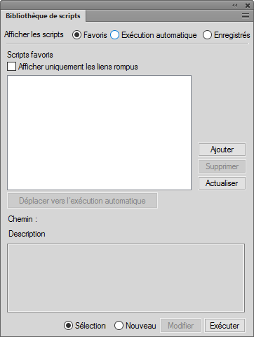 Gestion des scripts dans FrameMaker à l’aide de la Bibliothèque de scripts