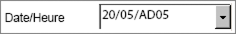 Par exemple, la valeur du champ Date/Heure est 20/05/AD05.