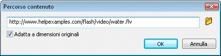 Finestra di dialogo Percorso contenuto del componente FLVPlayback