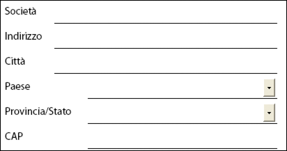 Sono inclusi nome, indirizzo, città, Paese, stato e CAP