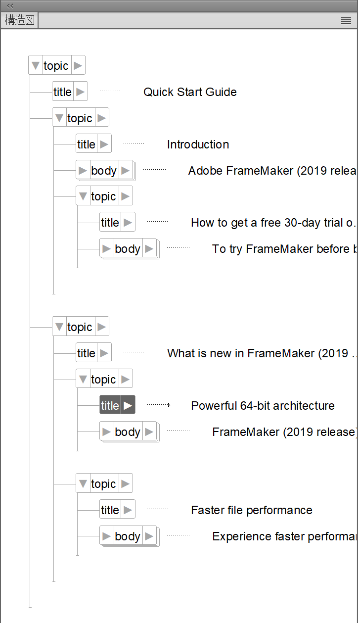 非構造化 FrameMaker 文書を構造化 FrameMaker 文書に変換 - 最終ステップ