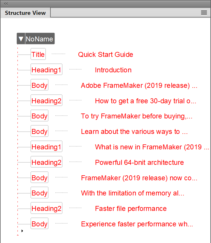 非構造化 FrameMaker 文書を構造化 FrameMaker 文書に変換