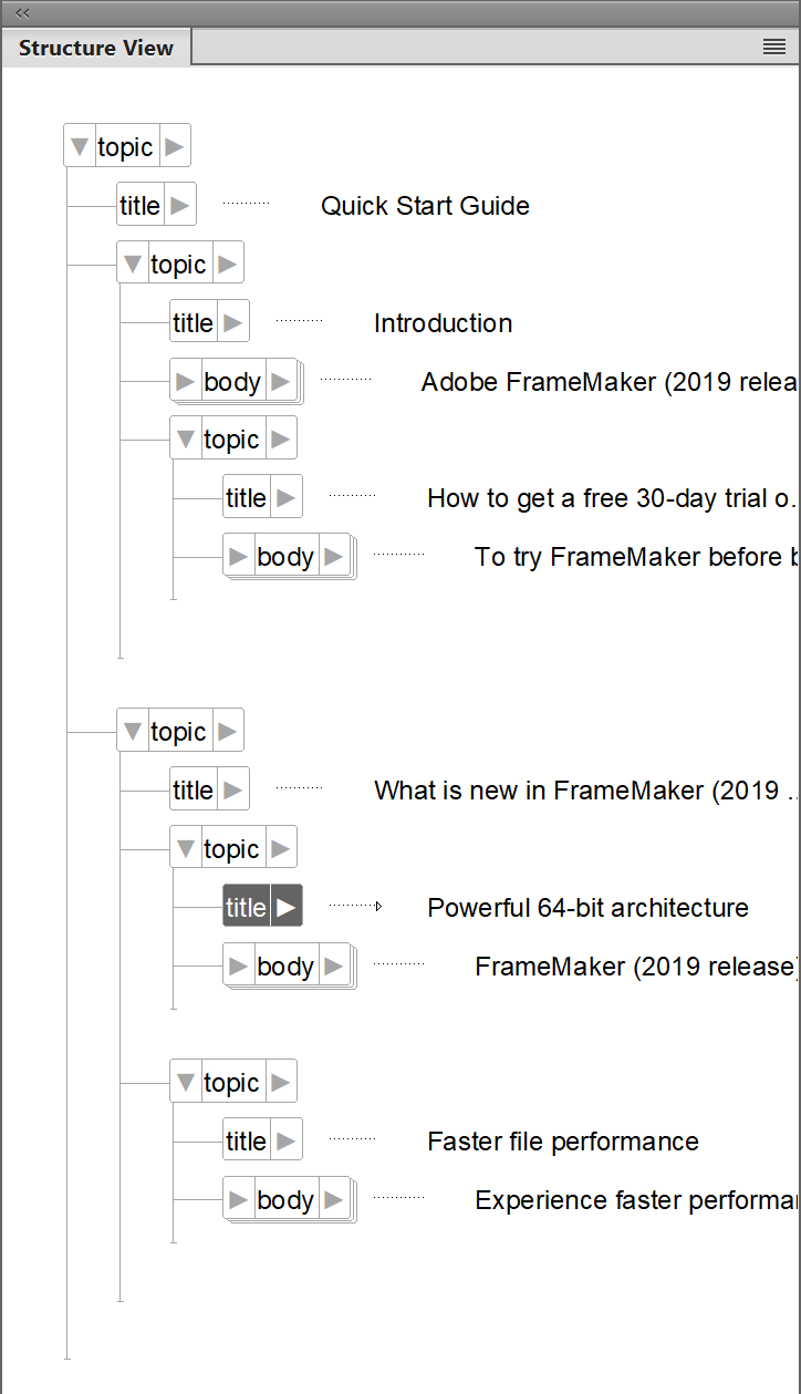 非構造化 FrameMaker 文書を構造化 FrameMaker 文書に変換 - 最終ステップ