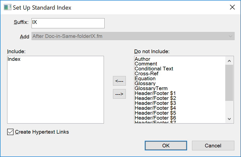 FrameMaker でブックの索引を生成する