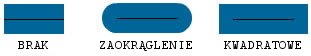 Trzy typy zakończeń linii to: NONE, ROUND i SQUARE.