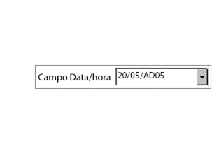 Por exemplo, o valor do Campo de data/hora é 20/05/AD05.