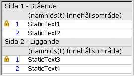 Låsikon visas på fliken Mallsidor