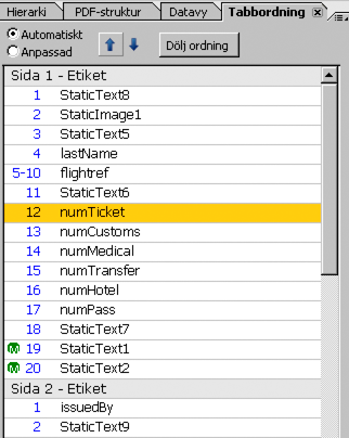 Tabbordning (palett)