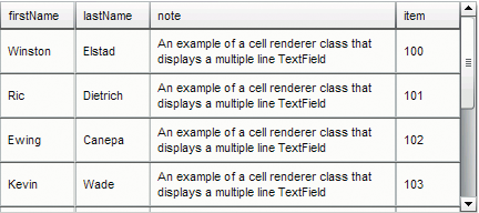 MultiLineGrid.fla 應用程式的 DataGrid